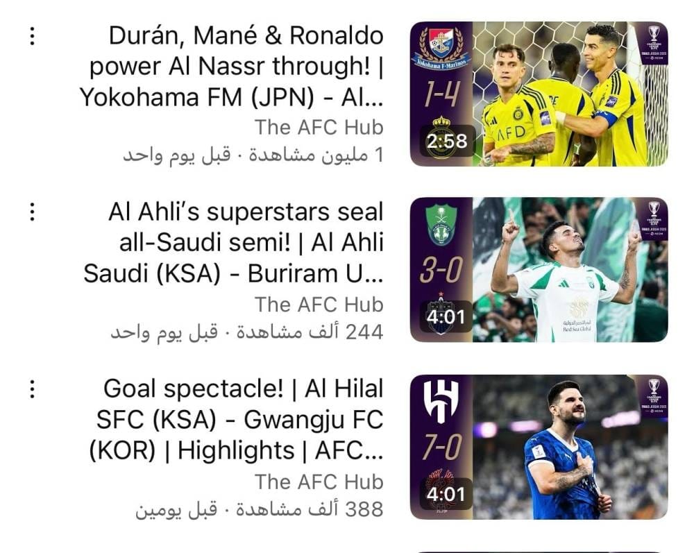 النصر يقود آسيا رقميّاً ويتفوق بثلاثة أضعاف على الهلال والأهلي