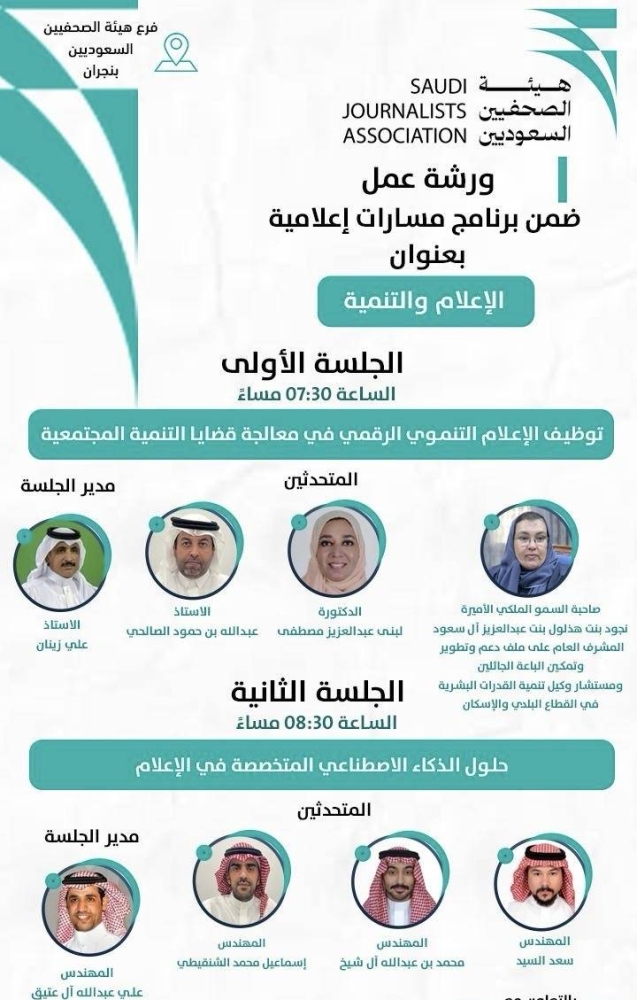 فرع هيئة الصحفيين بنجران ينظم ورشة «الإعلام والتنمية»