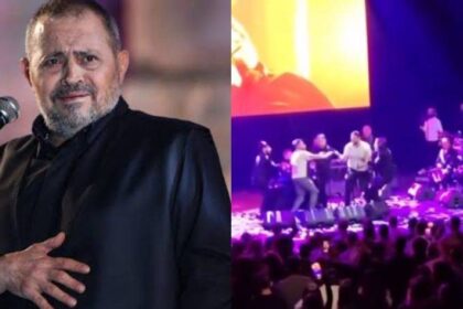 لحظة محرجة على المسرح.. معجبة تحتضن جورج وسوف في السويد