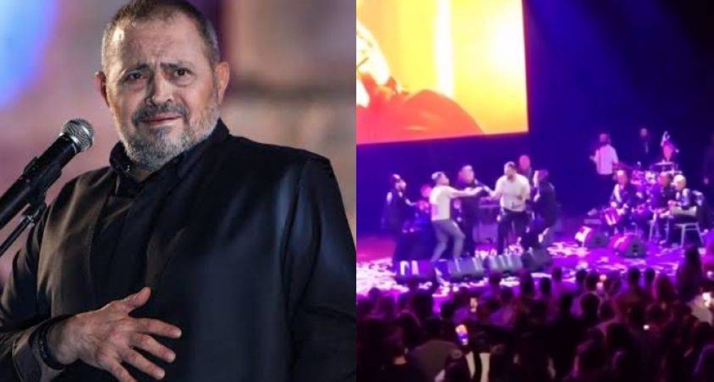 لحظة محرجة على المسرح.. معجبة تحتضن جورج وسوف في السويد