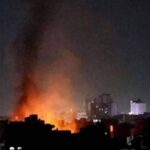 سقوط صاروخين واندلاع حريق في مطار مهرآباد بطهران