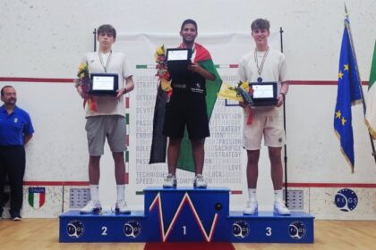 البطاينة يتوج بذهبية بطولة إيطاليا المفتوحة للسكواش