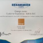 أورنج الأردن تستمر بريادتها العالمية في خدمة الزبائن مع تجديد شهادة COPC للعام السادس