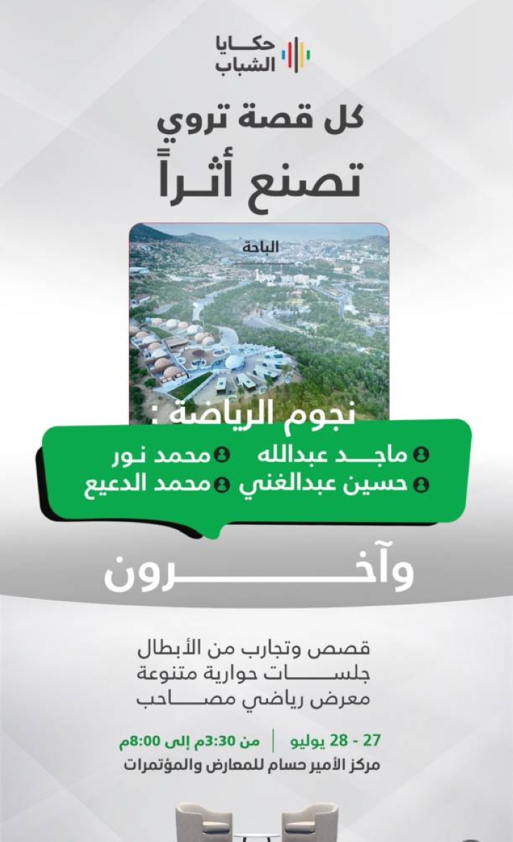 بمشاركة ونجوم رياضيين.. «الباحة» تشهد انطلاقة برنامج «حكايا الشباب 2025»