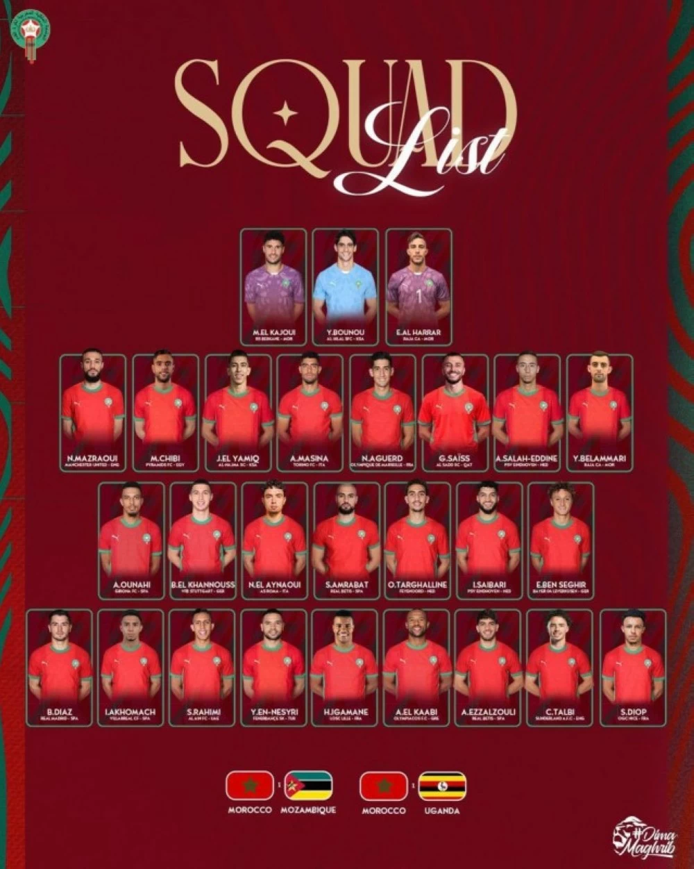 بونو والياميق ضمن قائمة المغرب في التوقف الدولي بونو والياميق ضمن قائمة المغرب في التوقف الدولي