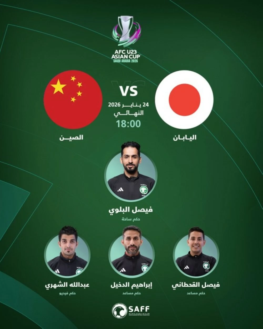 السعودي فيصل البلوي يضبط صافرة نهائي آسيا