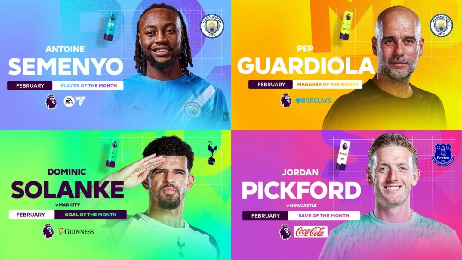 سيمينيو لاعب الشهر في البريميرليغ.. وغوارديولا أفضل مدرب