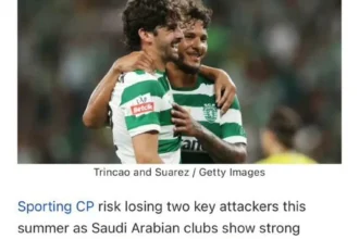 قلق في «سبورتنغ لشبونة».. سواريز وترينكاو يقتربان من دوري روشن