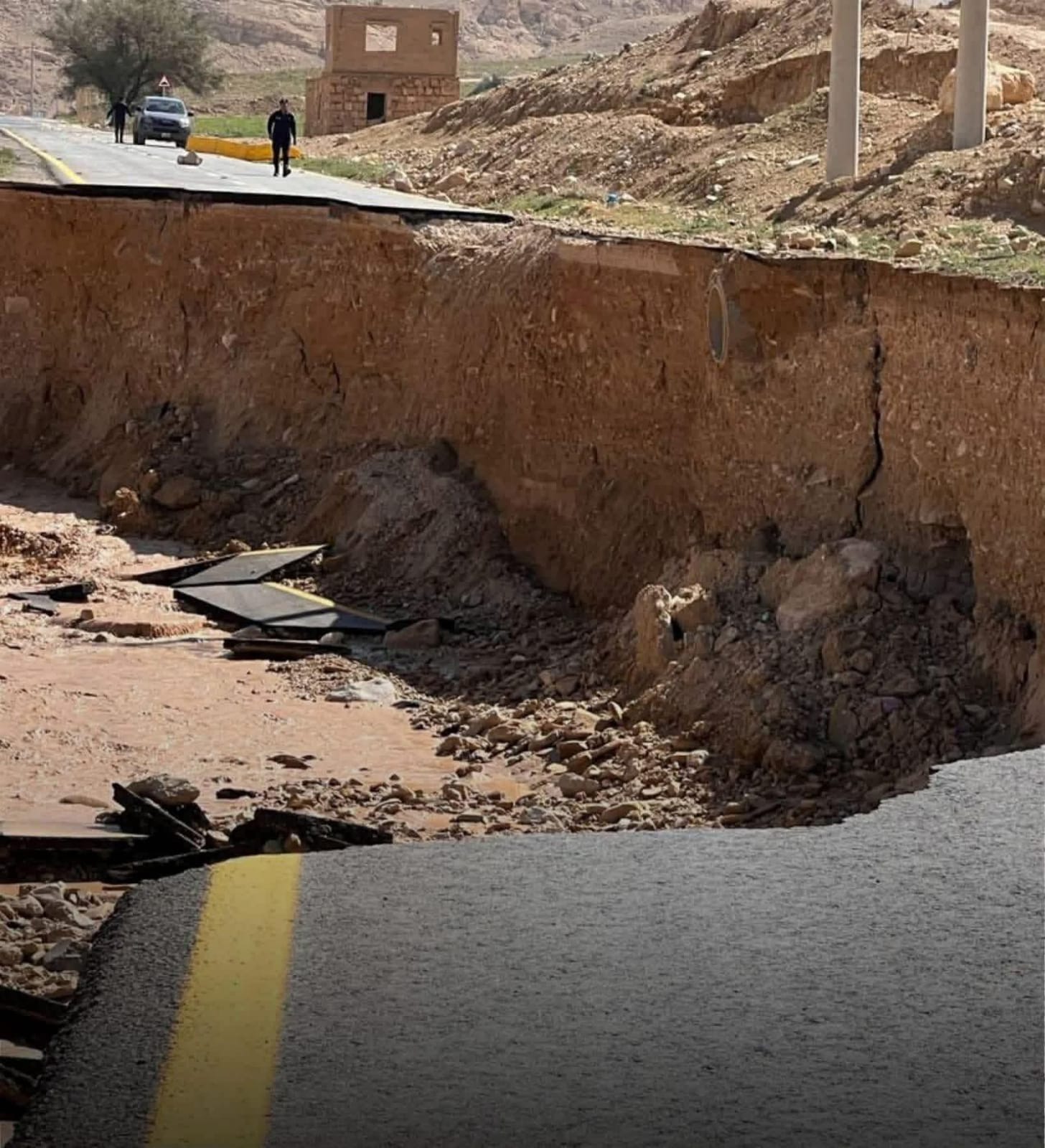 انهيار أجزاء من الطريق الملوكي النافذ بين محافظتي الطفيلة والكرك