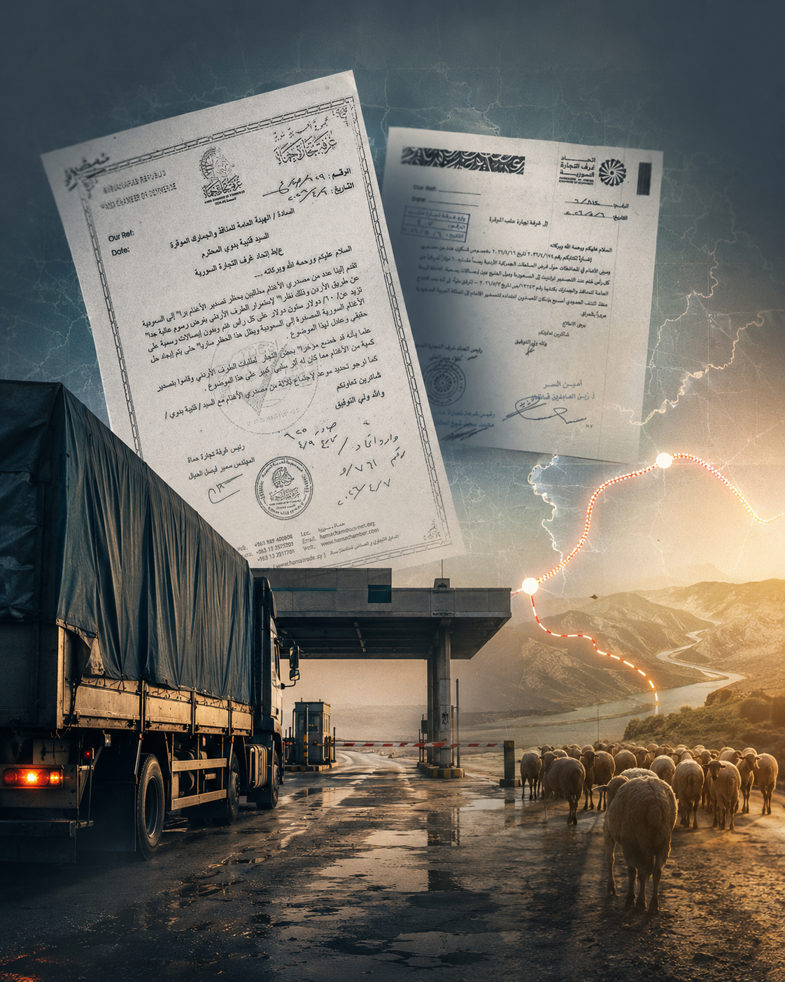 بالوثائق.. هروب تجار سوريا من "الرسوم الخفية" على المعابر الاردنية وتحويل تصدير الأغنام للسعودية عبر العراق