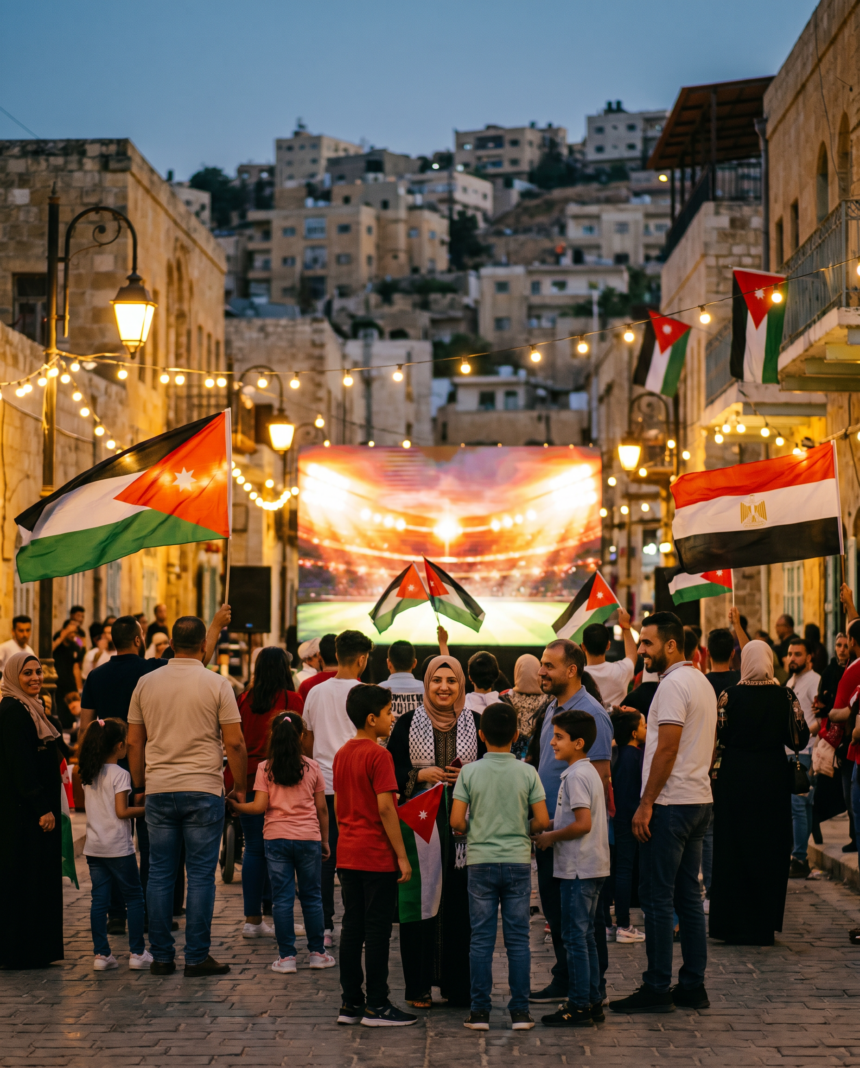 شاشة مجانية في السلط تجمع الأردنيين والمصريين لمتابعة مباراة مصر والأرجنتين