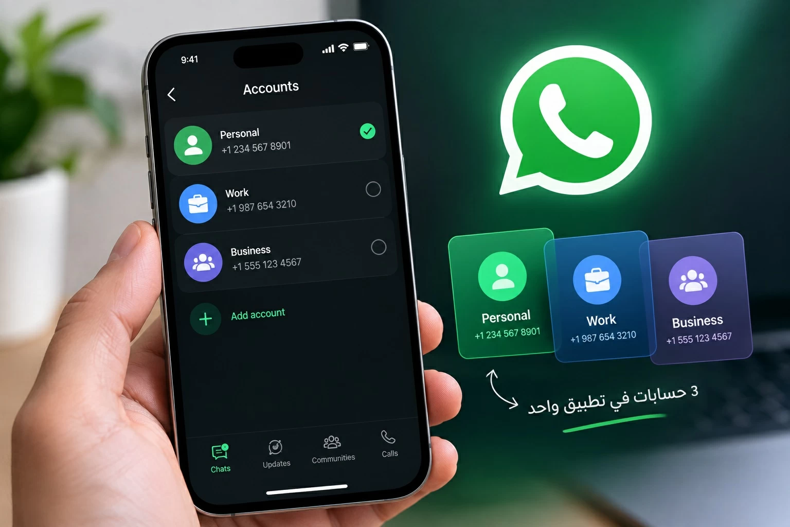 «واتساب» يفاجئ مستخدمي آيفون.. 3 حسابات في تطبيق واحد