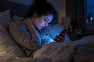استخدام الهاتف في السرير.. عادة تهدد الرقبة وتزيد خطر الأرق
